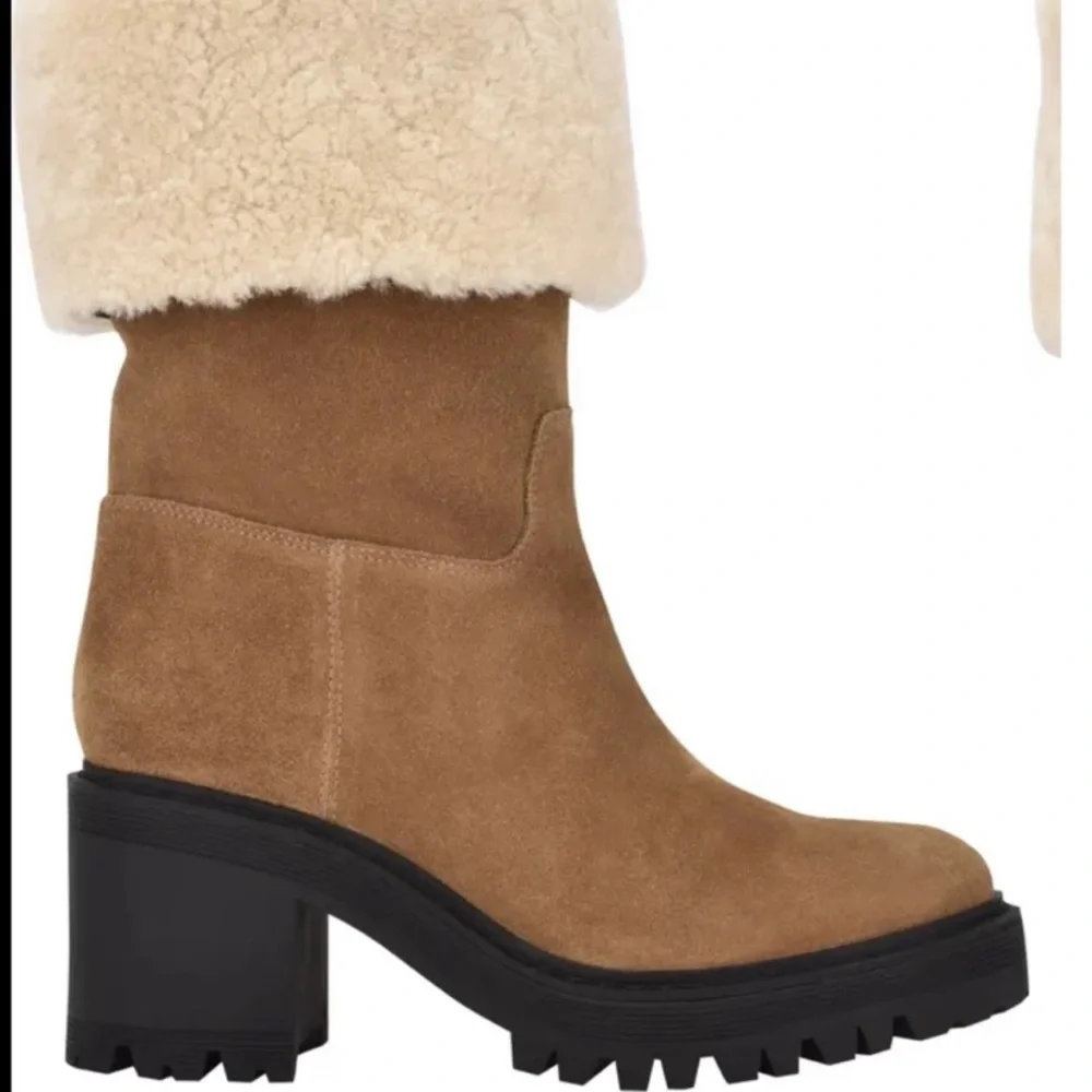New Marc Fisher Willoe Suede Fur pull on boots - Picture 2 of 11